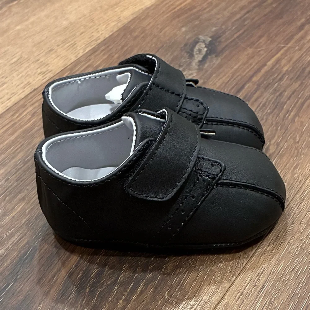NWT Baby Deer Black Leather Dress Shoes Size 2 Baby